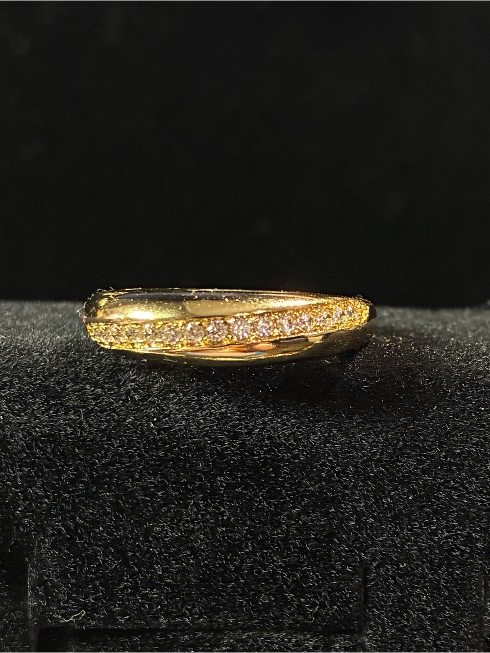 Gold Pavé Crystal Curved Band Ring - Women’s Fashion Ring